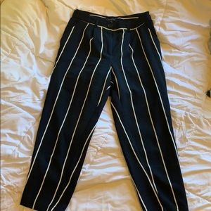 WhoWhatWear polyester striped pleat pants
